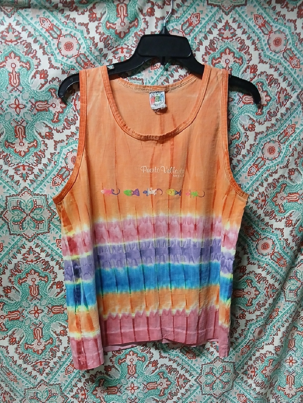 Unisex Neon Beachwear Puerto Vallarta Mexico Tie Dye Tank Top, No Size Tags (L?) - Picture 11 of 12